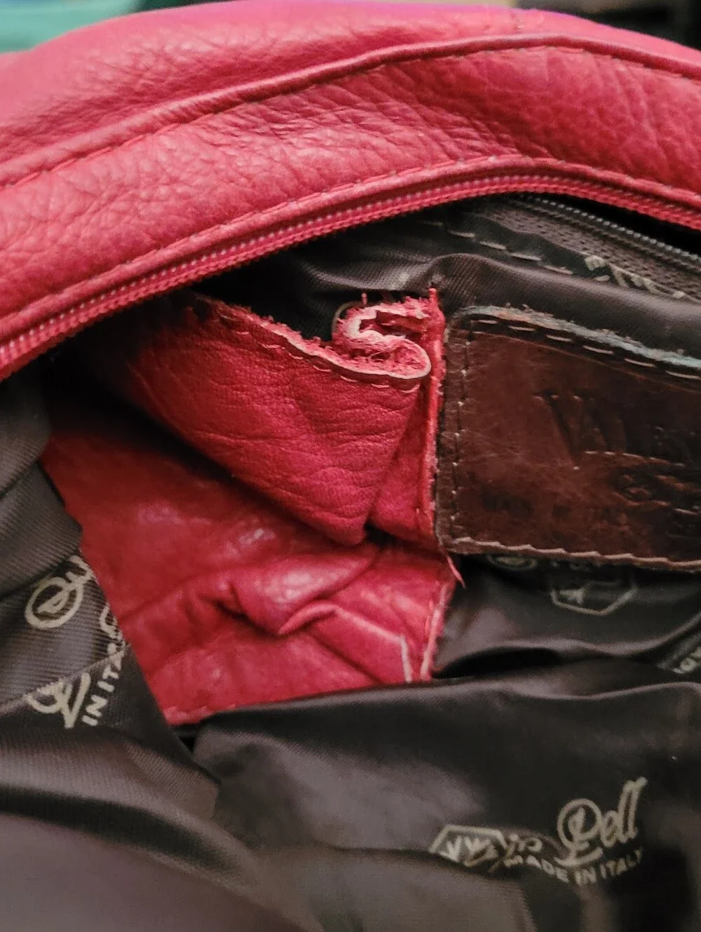 Valentina Red Leather Crossbody with Embossed Logo Patch